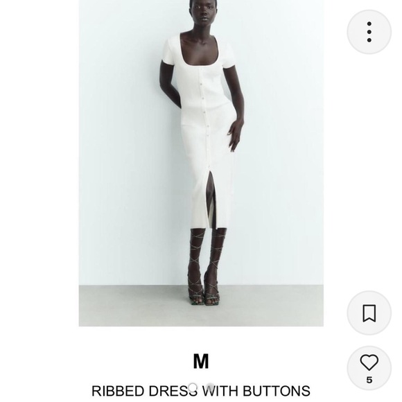 white button down ribbed midi dress - Picture 1 of 2